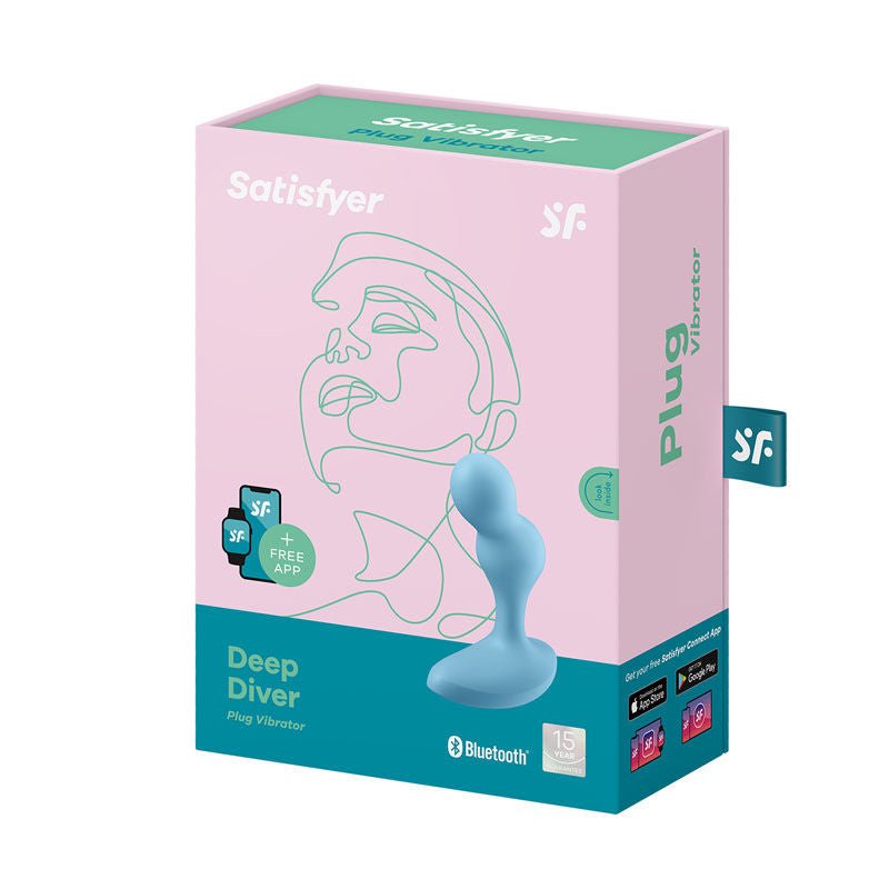 Satisfyer - deep diver - app controlled prostate massager -  blue, box side view | Flirtybay.com.au